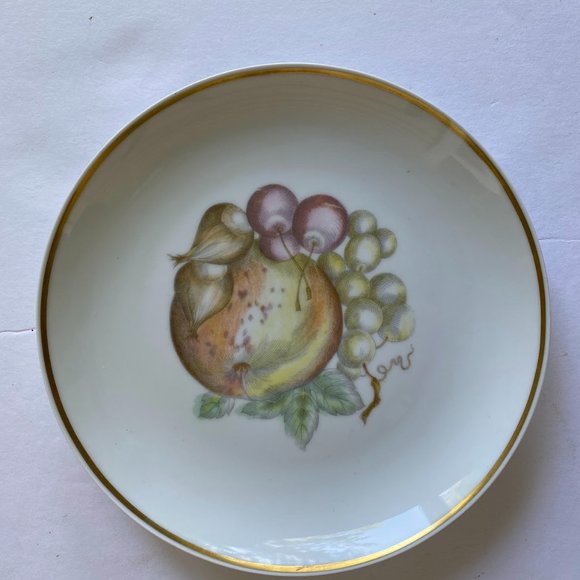 Vintage 1960s UPSALA EKEBY Karlskrona Salad Plate -Fruits Center, Thick Gold Rim - Picture 4 of 8
